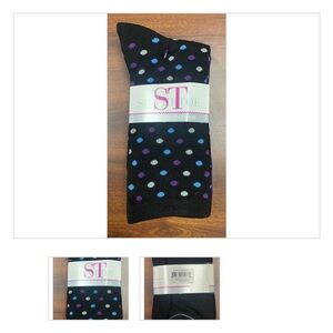 Silvertoe Women’s Crew Socks 3 Pair Pack – Black Polka Dot, Purple & Solid Black